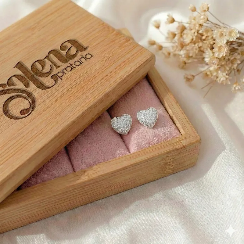 Brinco Coração Zircônia M Folheado — foto 3